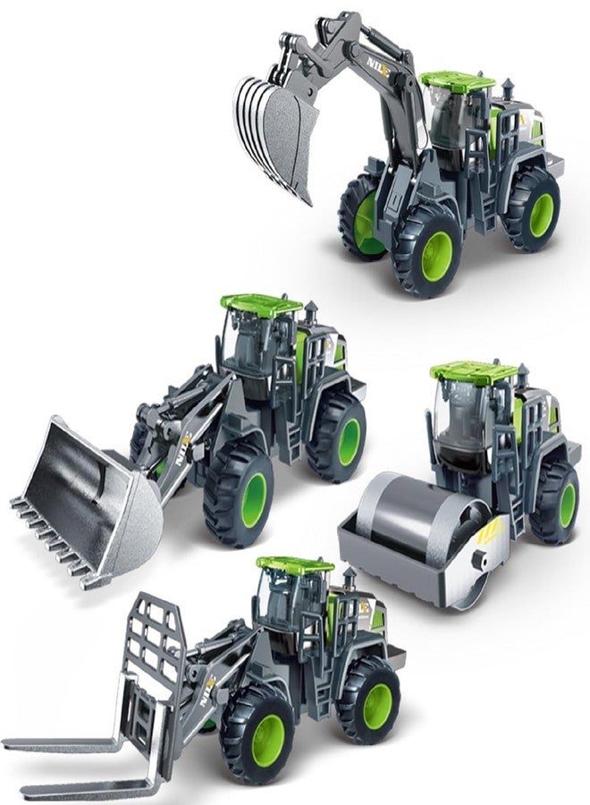 JOYJAY Alloy Vehicle Set | Engineering Vehicle Toy Set | Excavator | Bulldozer | Road Roller | Forklift | Construction Toy Car Model | 4-Piece Set for Kids | Die-Cast Metal Construction Vehicles - Image 1